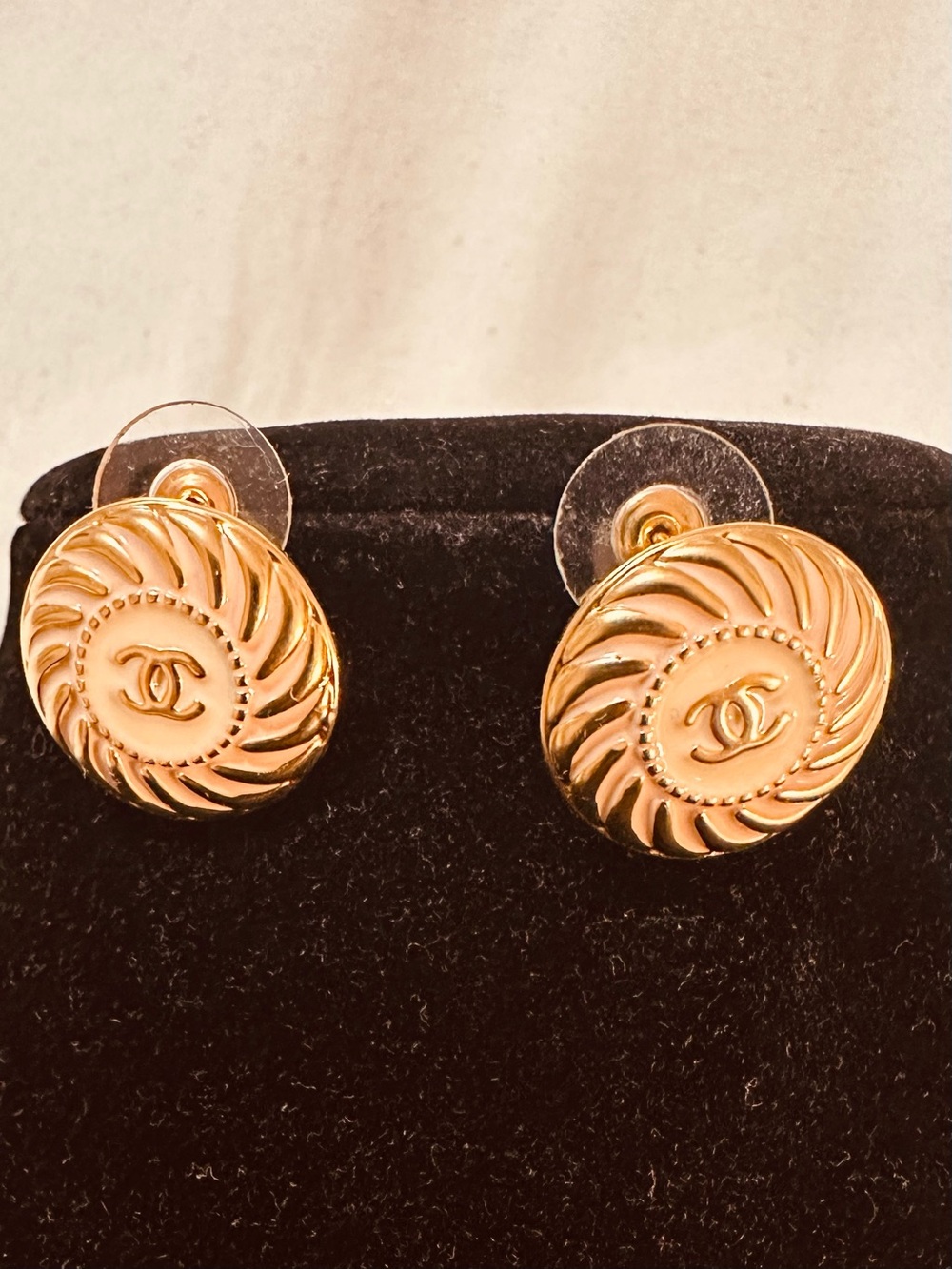 Gold-Tone Swirl inspired Button Clip-On Earrings studs